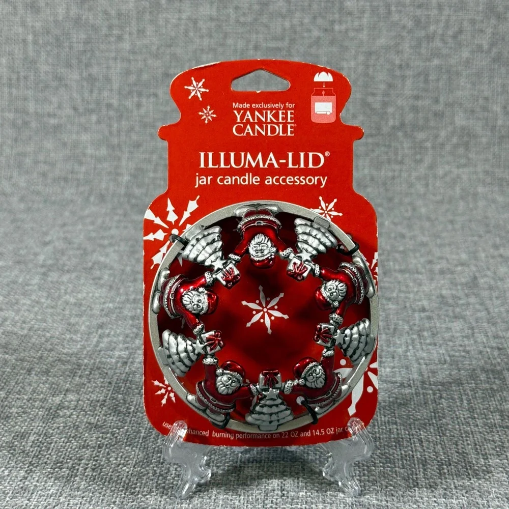 Yankee Candle Illuma-Lid Santa Christmas Tree Jar Topper Red Silver New Holiday
